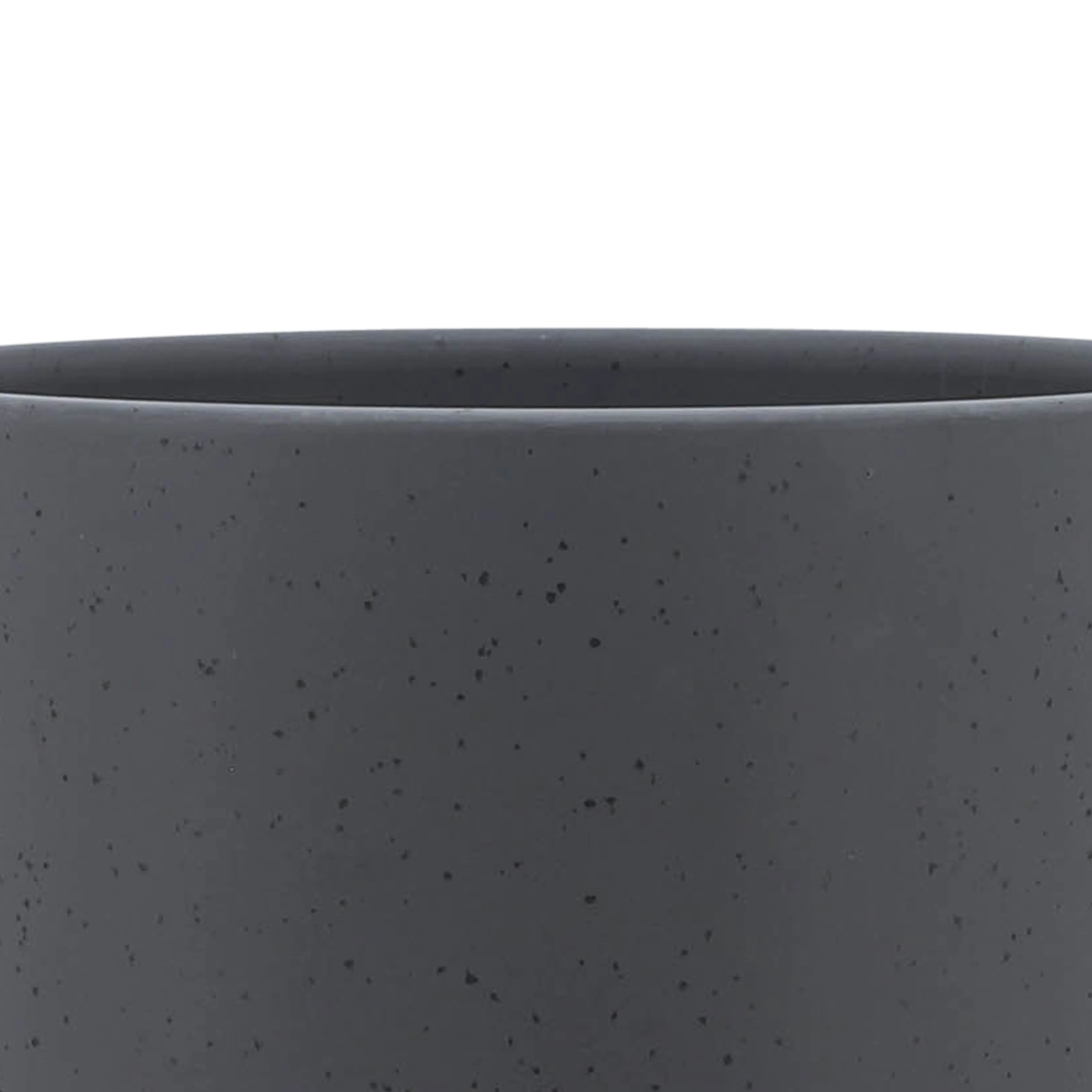 10" PLANTER W/ WOOD STAND, MATTE GRAY