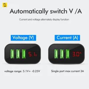 Reliable Charging Cable Guard 3 Ports Usb Charger Adapter Smart Lcd Voltage Display Wall Quick Charging