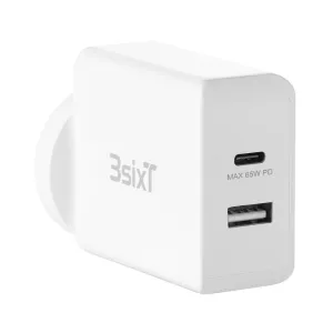 3Sixt Anz 65W Usb-C Pd   2.4A Wall Charger - White Magnetic Cable