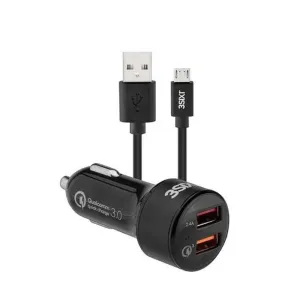 3Sixt Car Charger 5.4A   Usb-A To Micro Usb Cable 1M - Black Dual Port Charger Car Charger