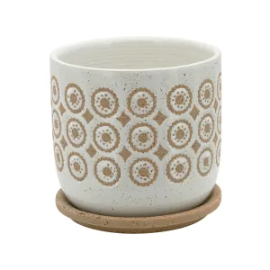 6" CIRCLES PLANTER W/ SAUCER, BEIGE