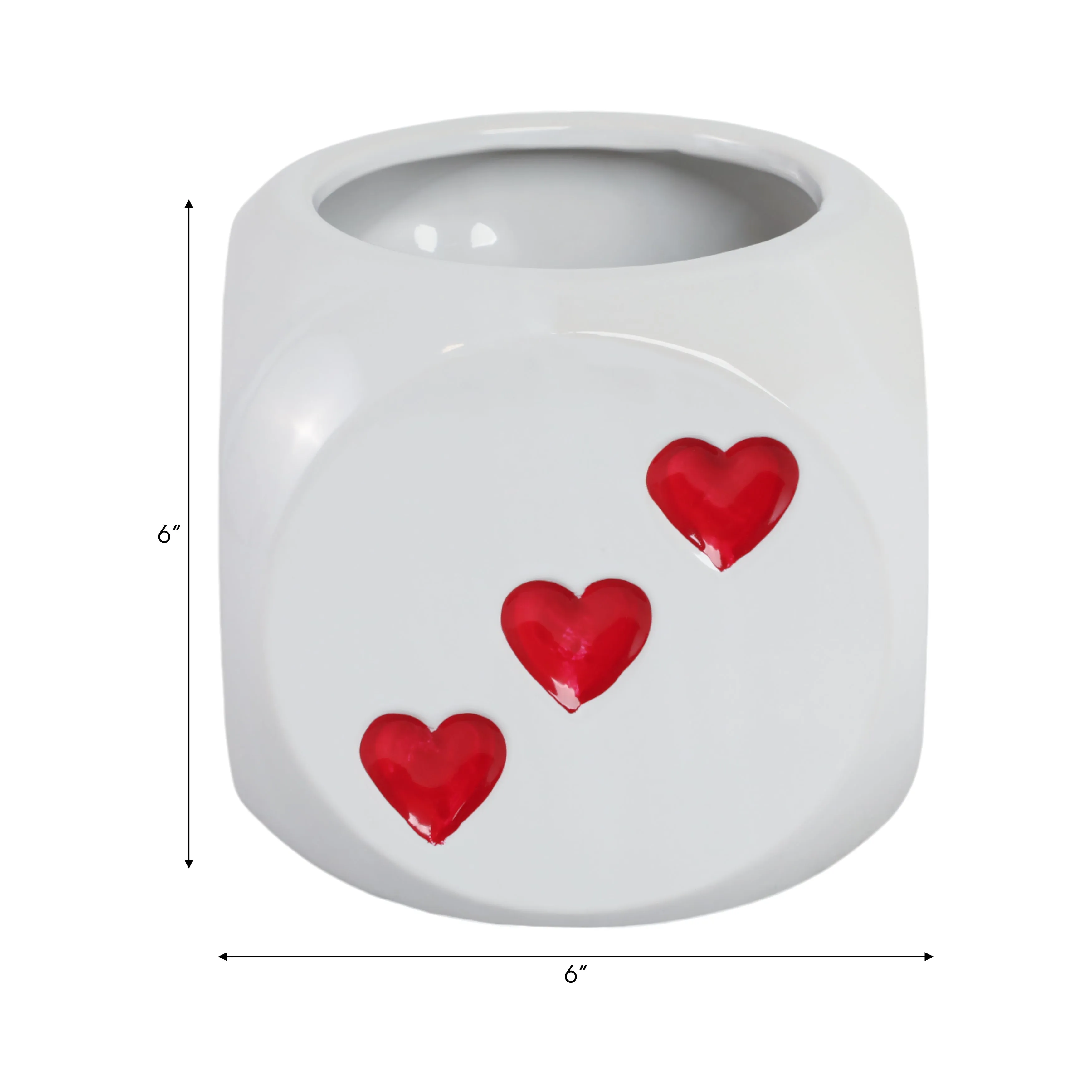 6" Dice Planter, White/red