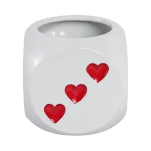 6" Dice Planter, White/red