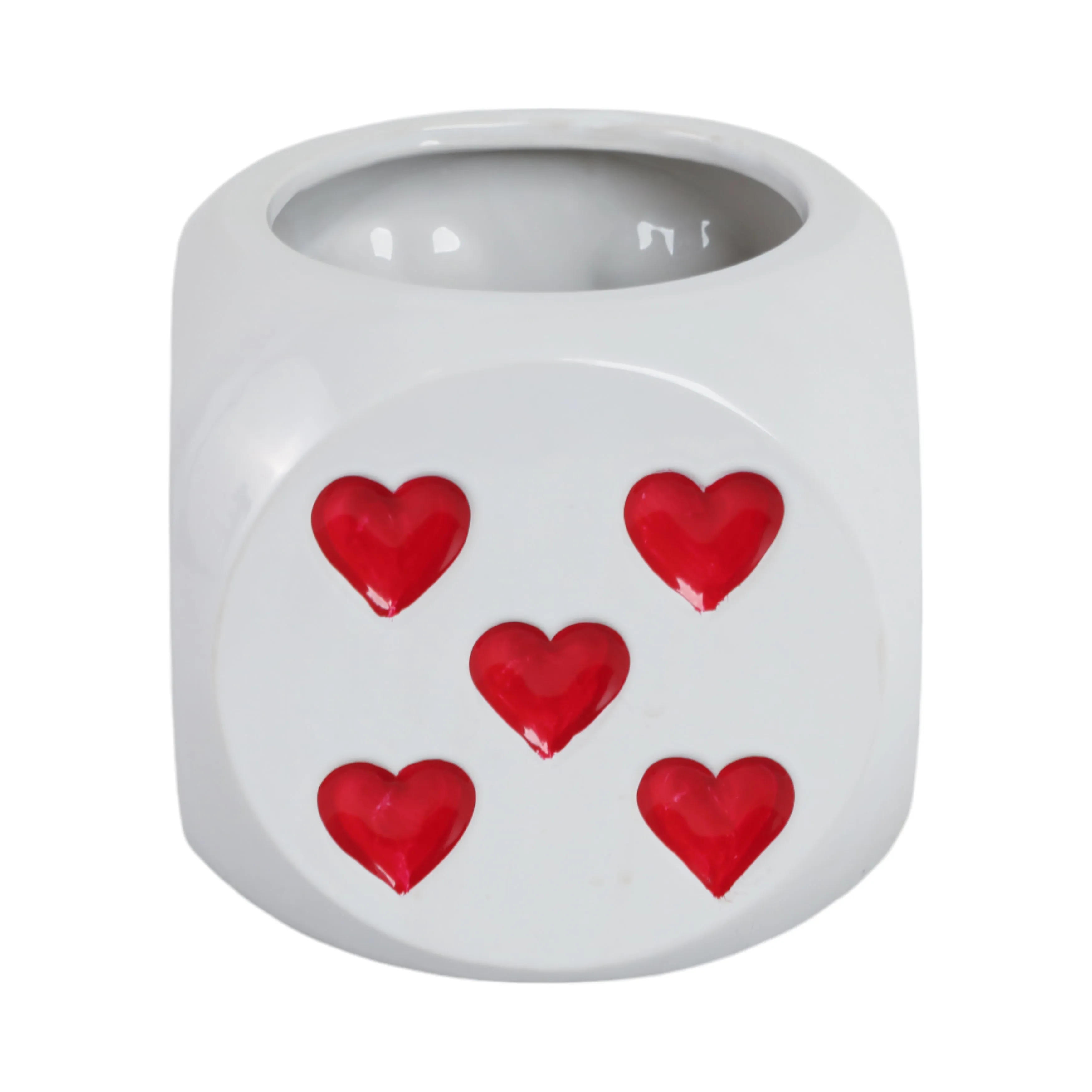6" Dice Planter, White/red