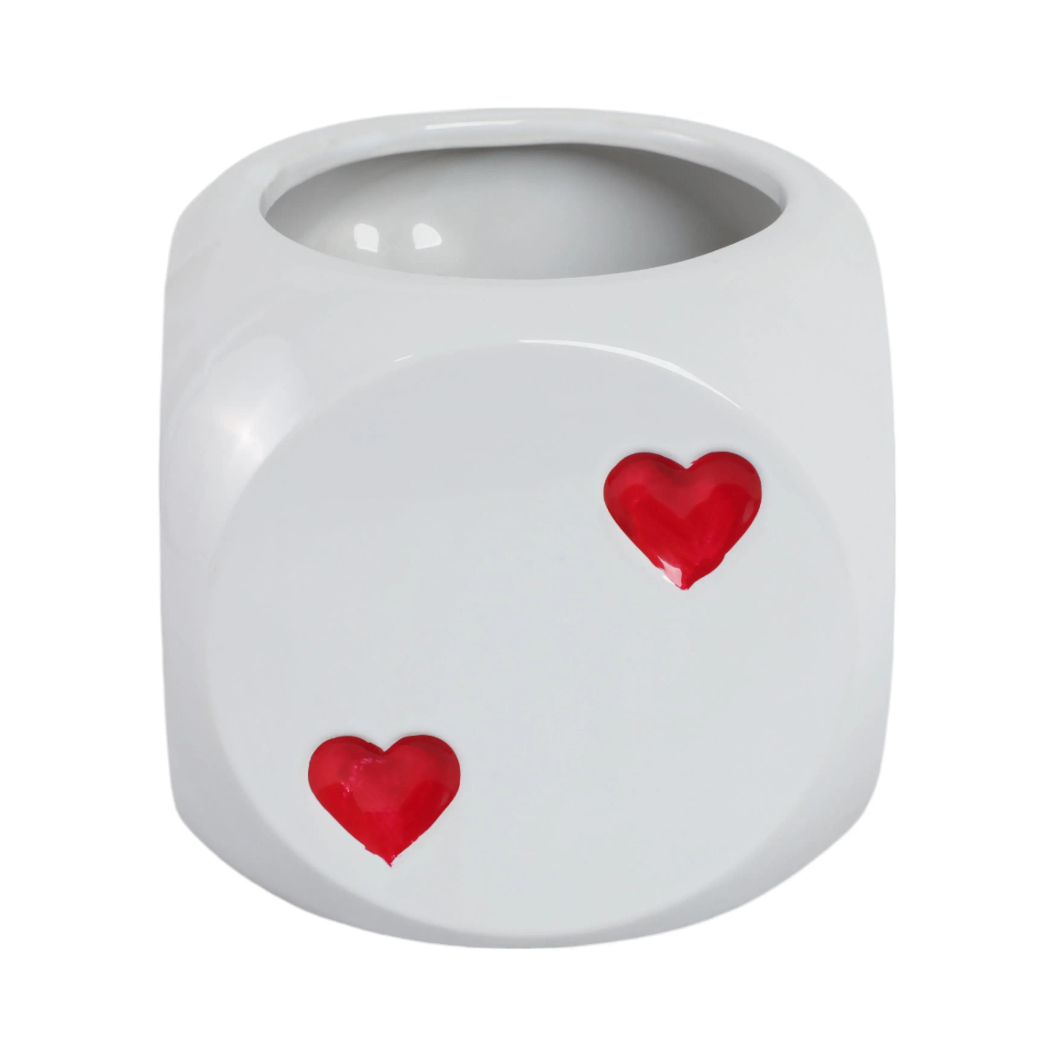 6" Dice Planter, White/red