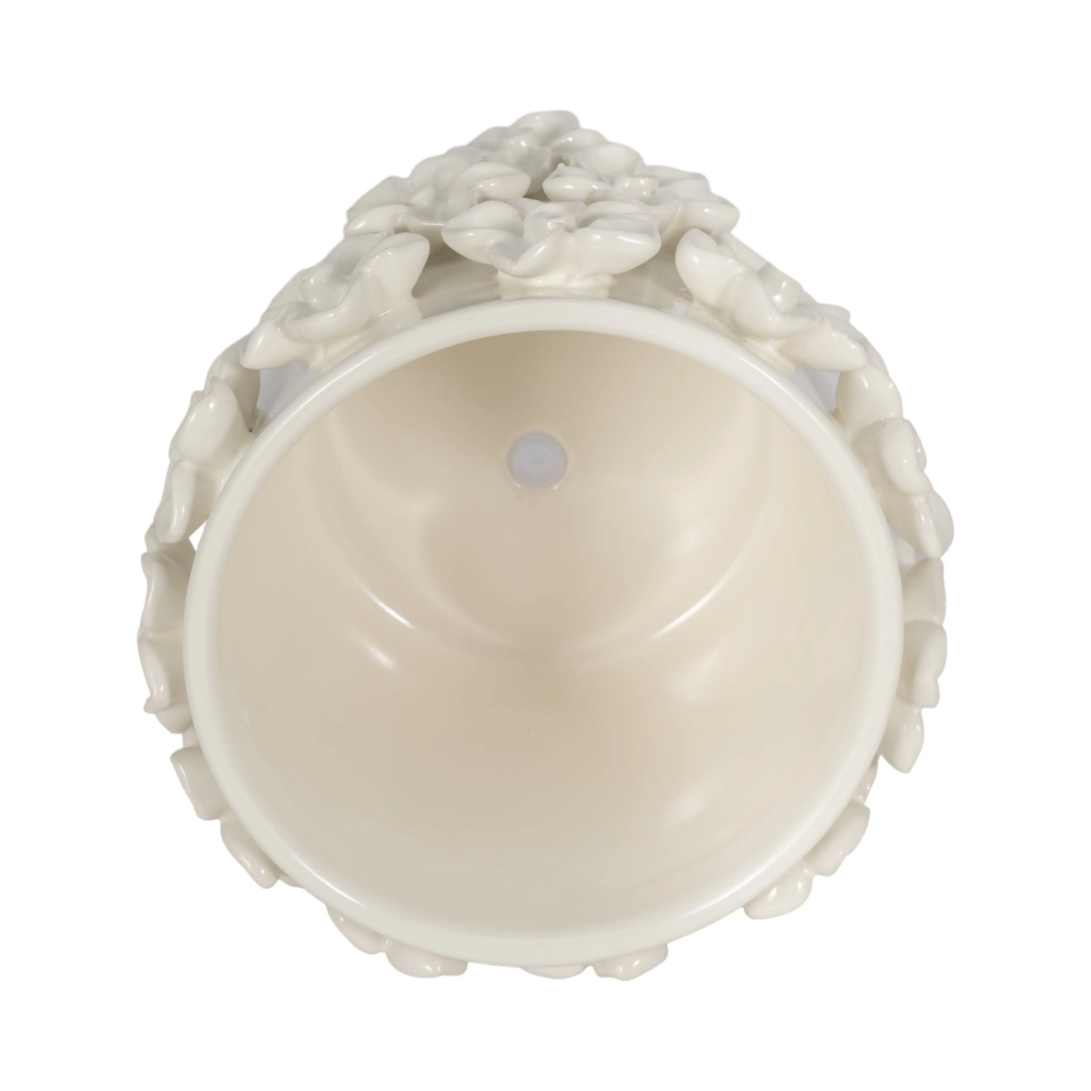 6" Floral Applique Planter, Ivory