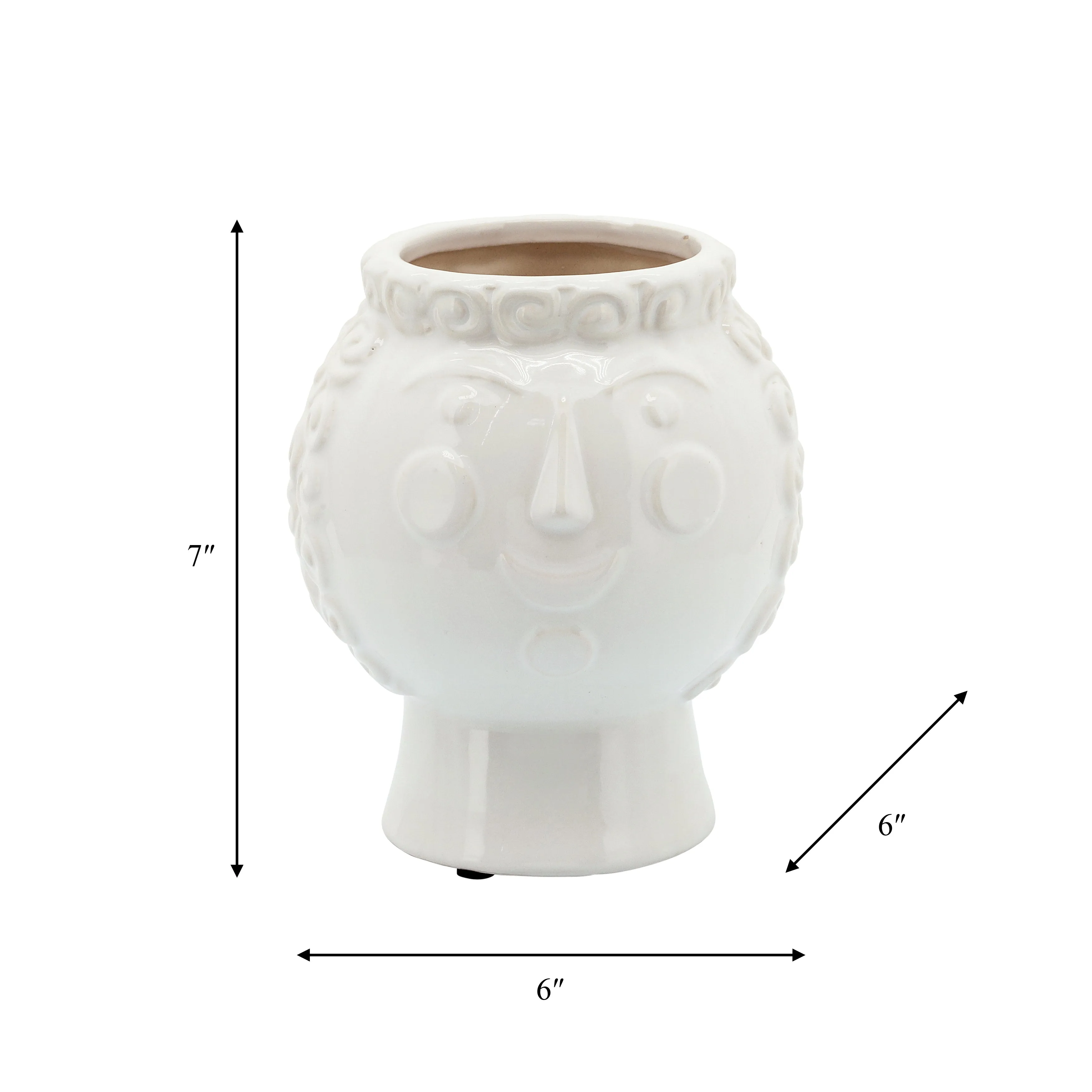 6" GRANDMA FACE PLANTER, WHITE