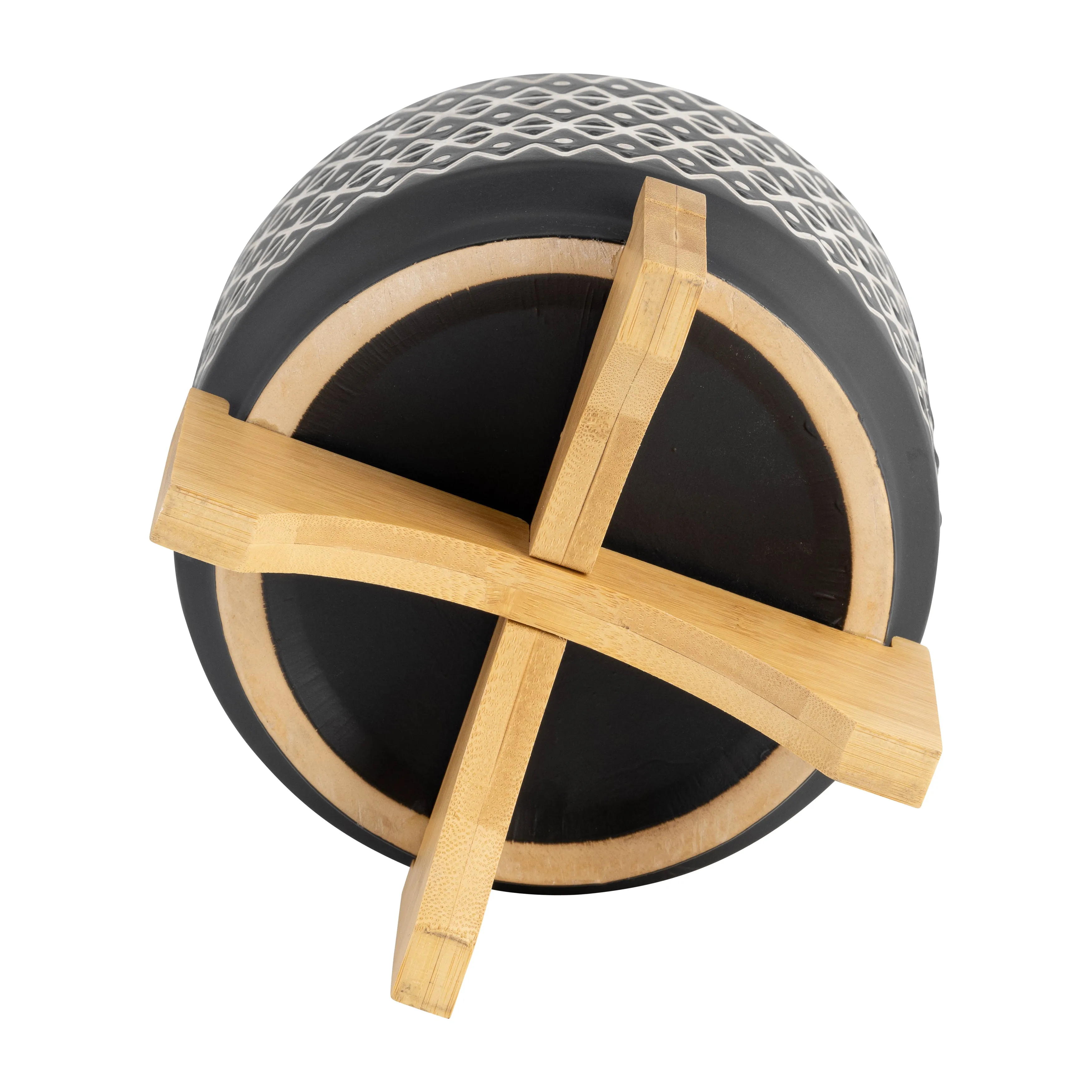 7" ABSTRACT  PLANTER ON STAND, BLACK