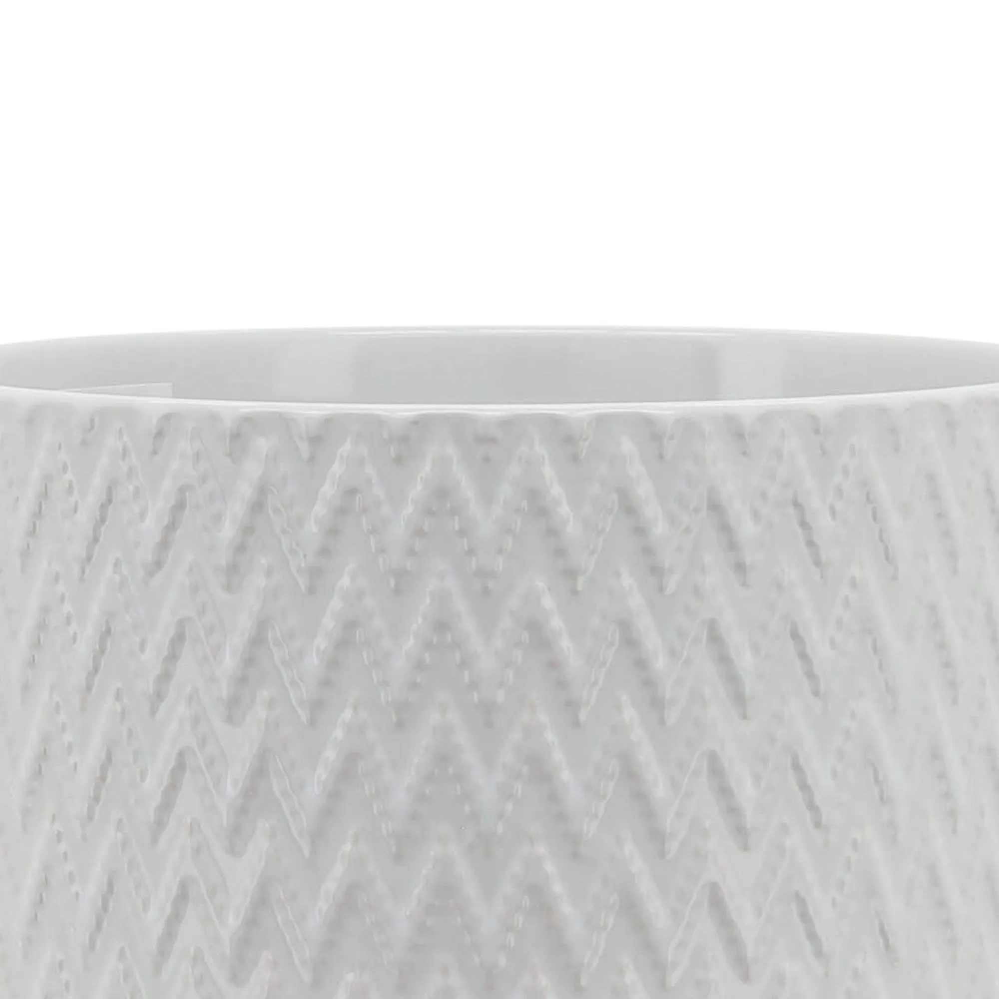 8" CHEVRON PLANTER W/ STAND, WHITE