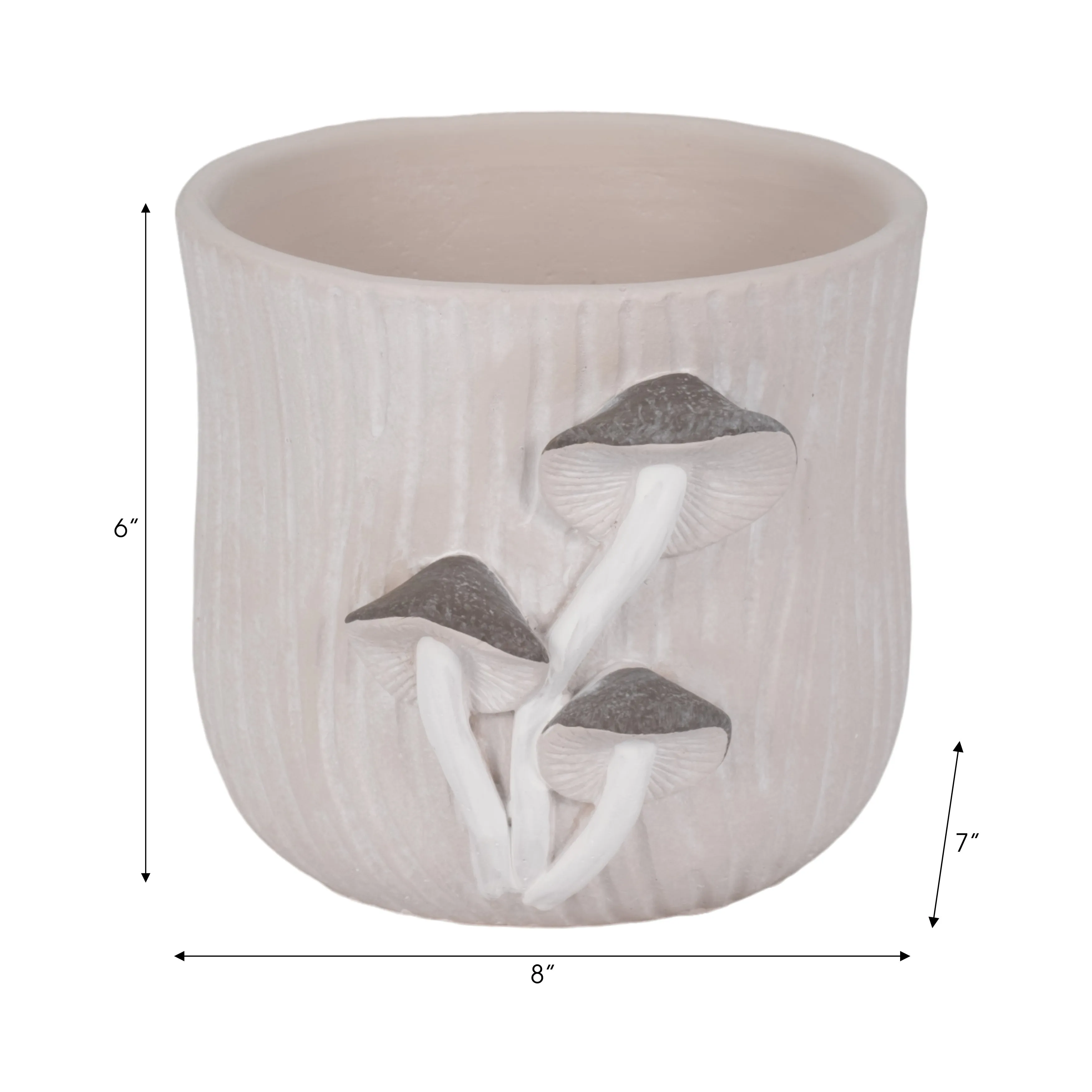 8" Mushroom Applique Planter, Grey