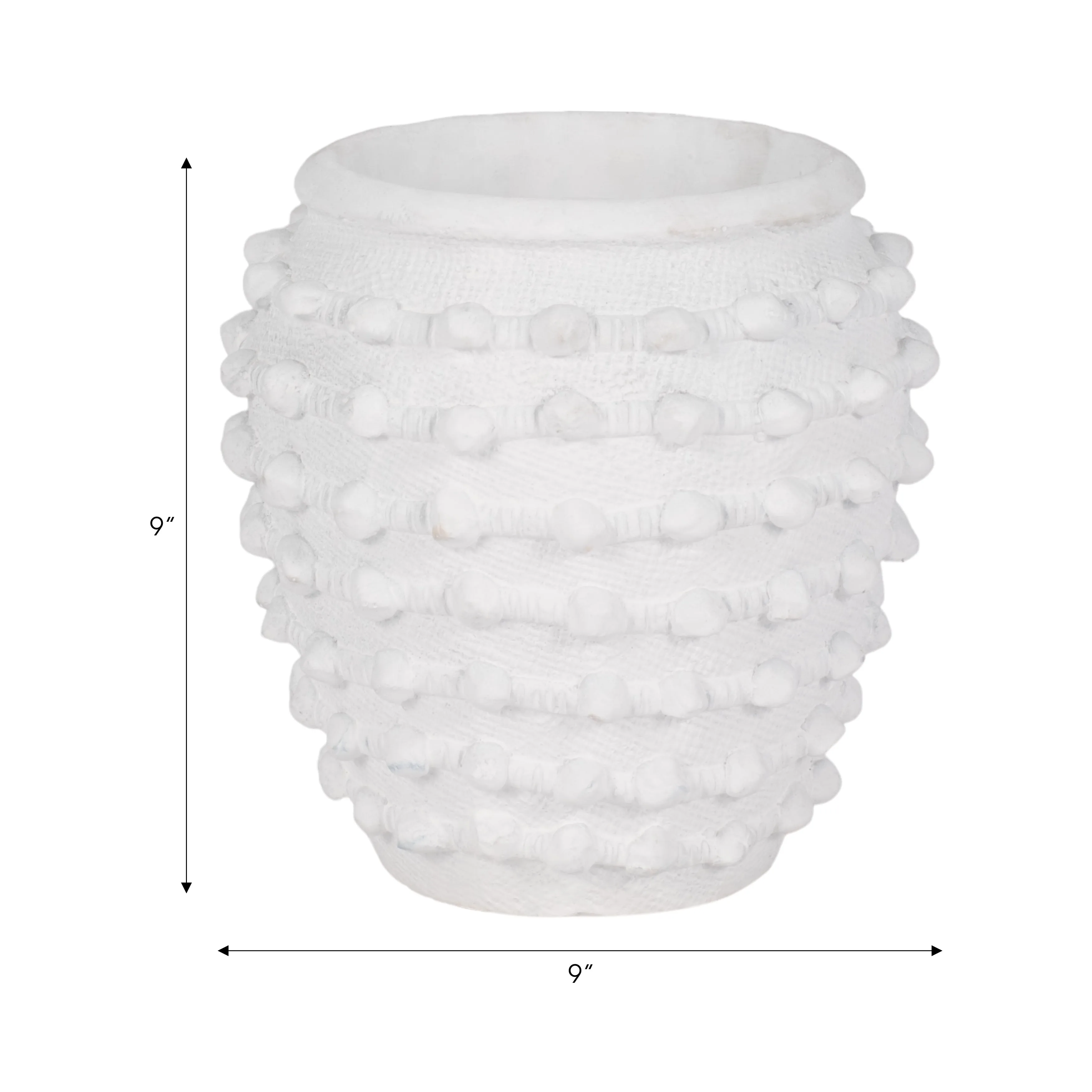 9" Woven Knot Planter, White