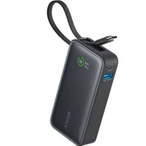 Anker Nano Power Bank (30W, Built-In Usb-C Cable) 10000 Pd -Black Multiple Ports On The Go