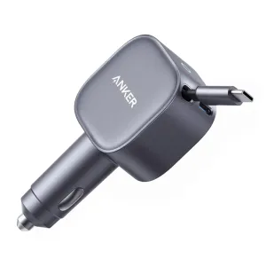 Wall Charger Anker Usb-C Car Charger(75W Max With Built-In Retractable Cable) -Silver