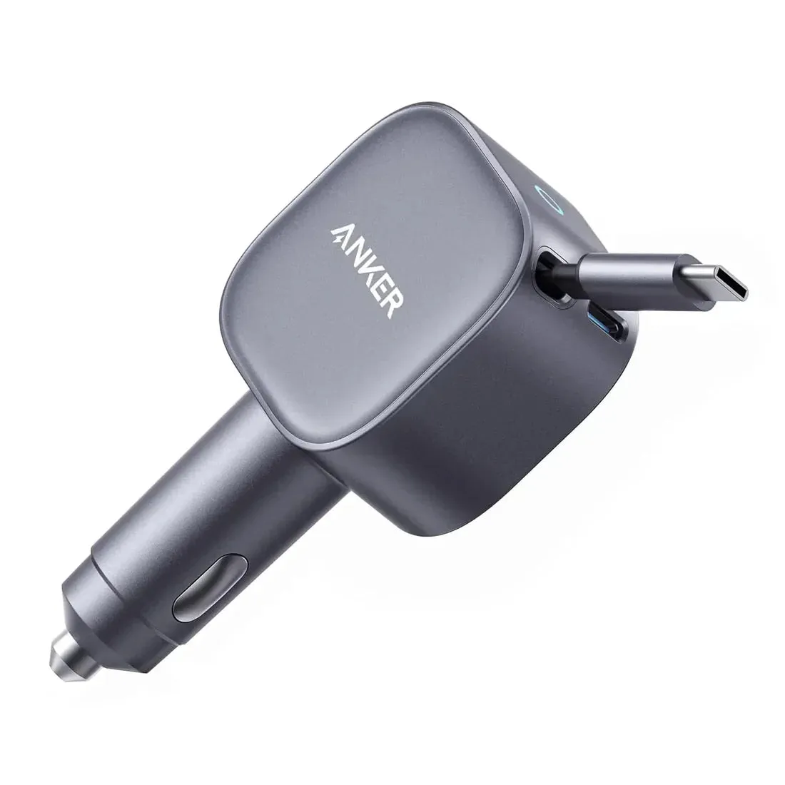 Wall Charger Anker Usb-C Car Charger(75W Max With Built-In Retractable Cable) -Silver