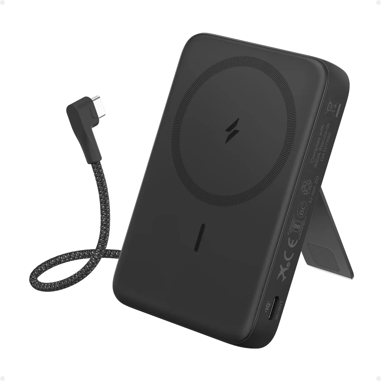 Anker Zolo Wireless Power Bank (10K, 30W, Built-In Usb-C Cable) -Black Airline Approved