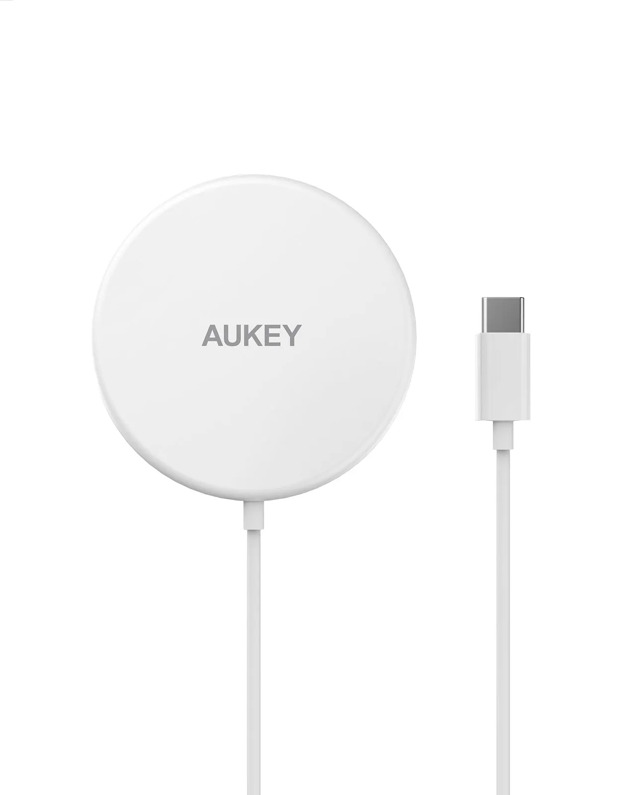 Bend Resistant Cable Aukey Lc-A1S Snap On 15W Qi-Compatible Fast Wireless Charging Wire (Usb-C) Magsafe Compatible