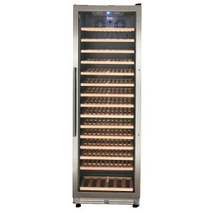 Avanti - WCF165S3SS, Avanti DESIGNER Series Single-Zone Wine Cooler, 165 Bottle Capacity,  in Stainless Steel with Wood Accent Shelving