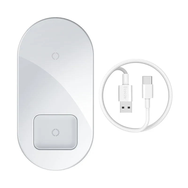 Durable Cable Energy Saving Baseus 2 In 1 Wireless Charger For Iphone/Other Smartphones & Apple Airpods(Wxjk-C01)
