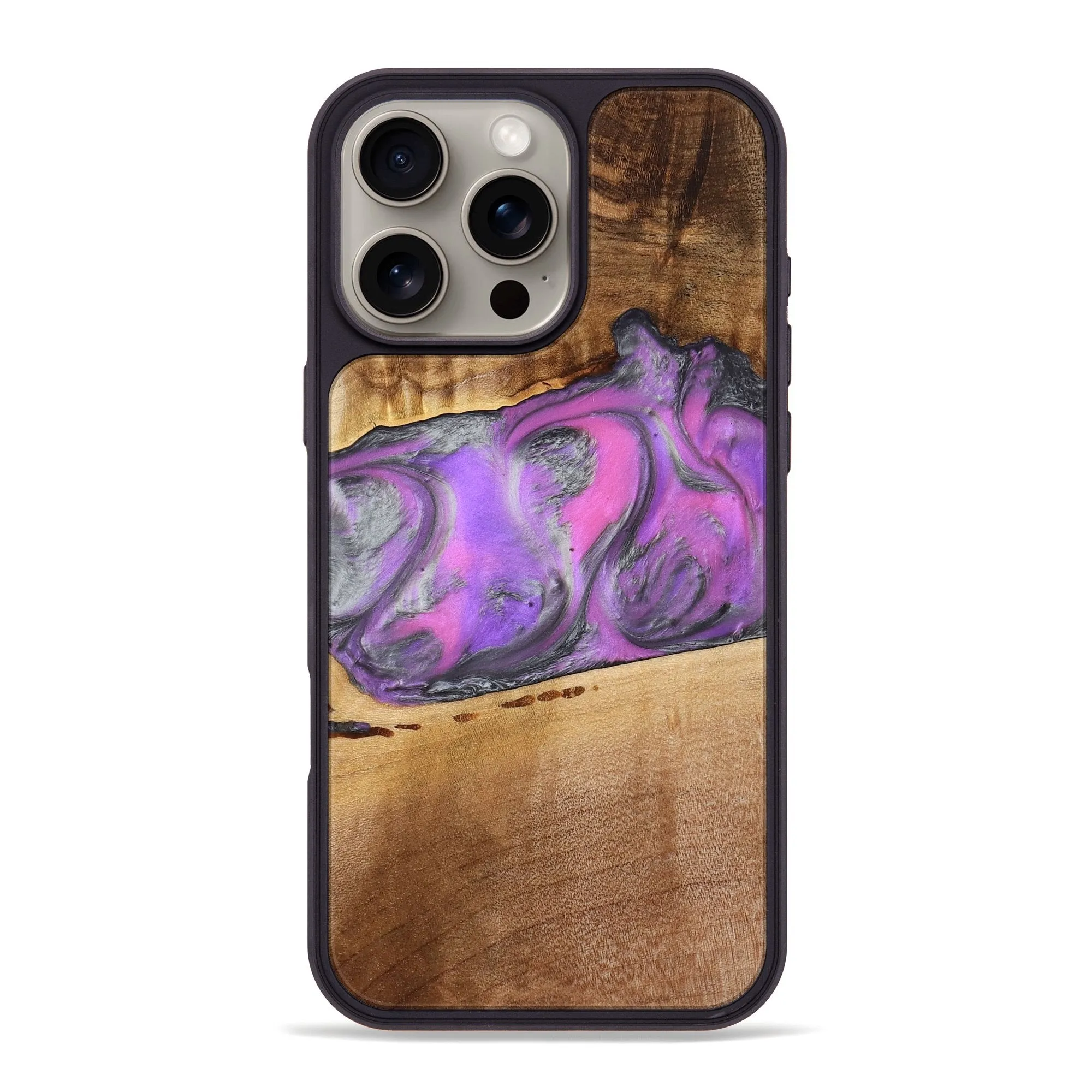 Iphone 16 Pro Max Wood Phone Case - Nayeli (Purple, 777549) High Transparency