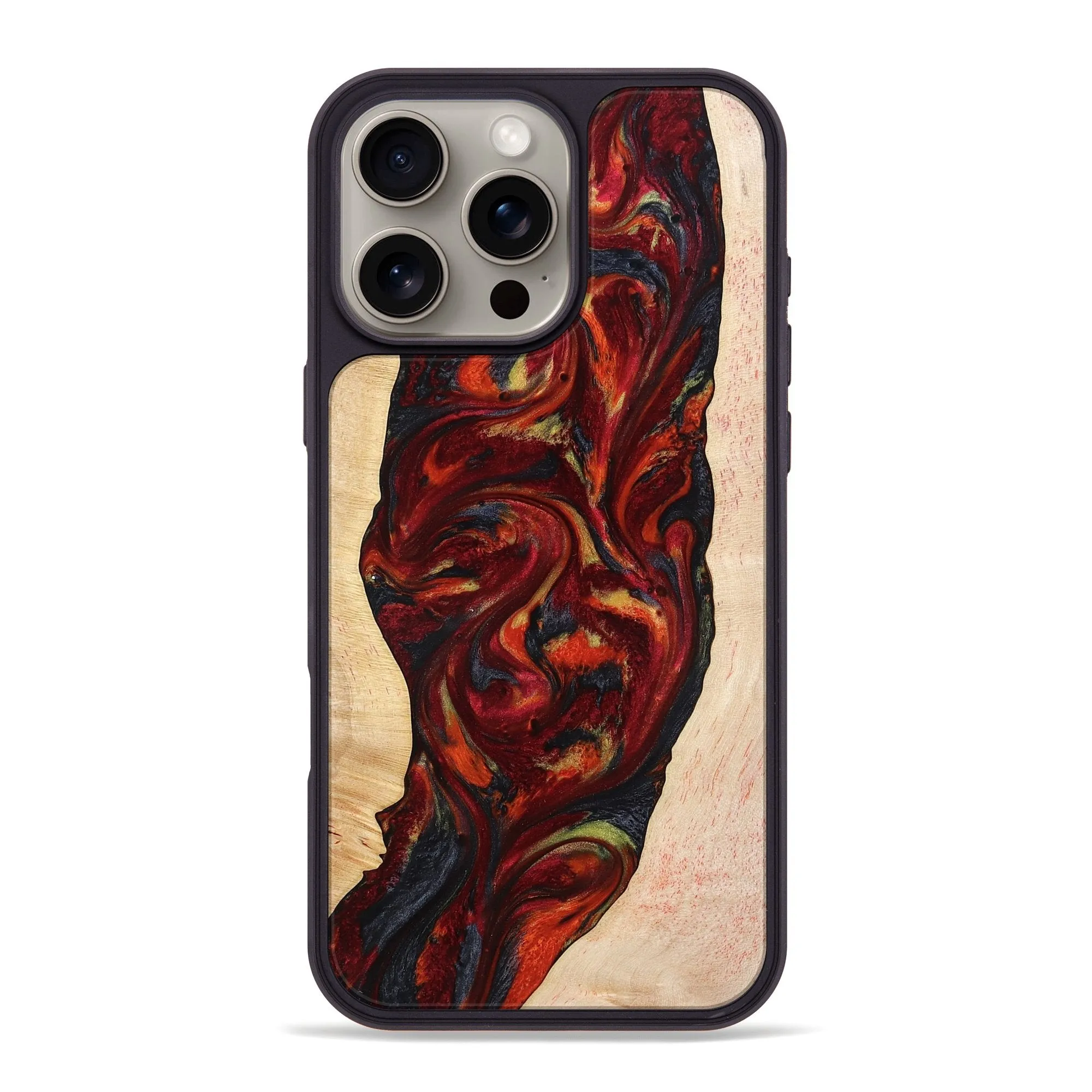 Iphone 16 Pro Max Wood Phone Case - Grant (Red, 777577) Raised Edges