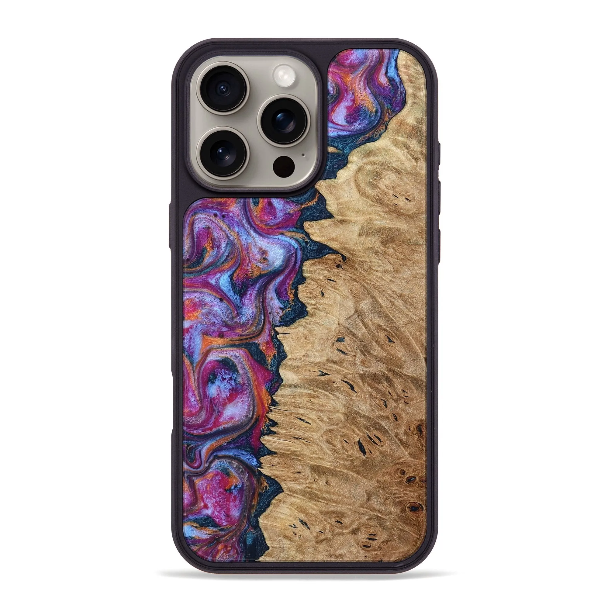 Iphone 16 Pro Max Wood Phone Case - Teena (Blue, 781800) Anti Fingerprint Screen Anti Glare Film