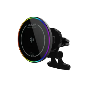 Microdia Snapdrive  Circlet Qi2 15W Magnetic Wireless Car Charger With Rgb Lighting Cable Clip