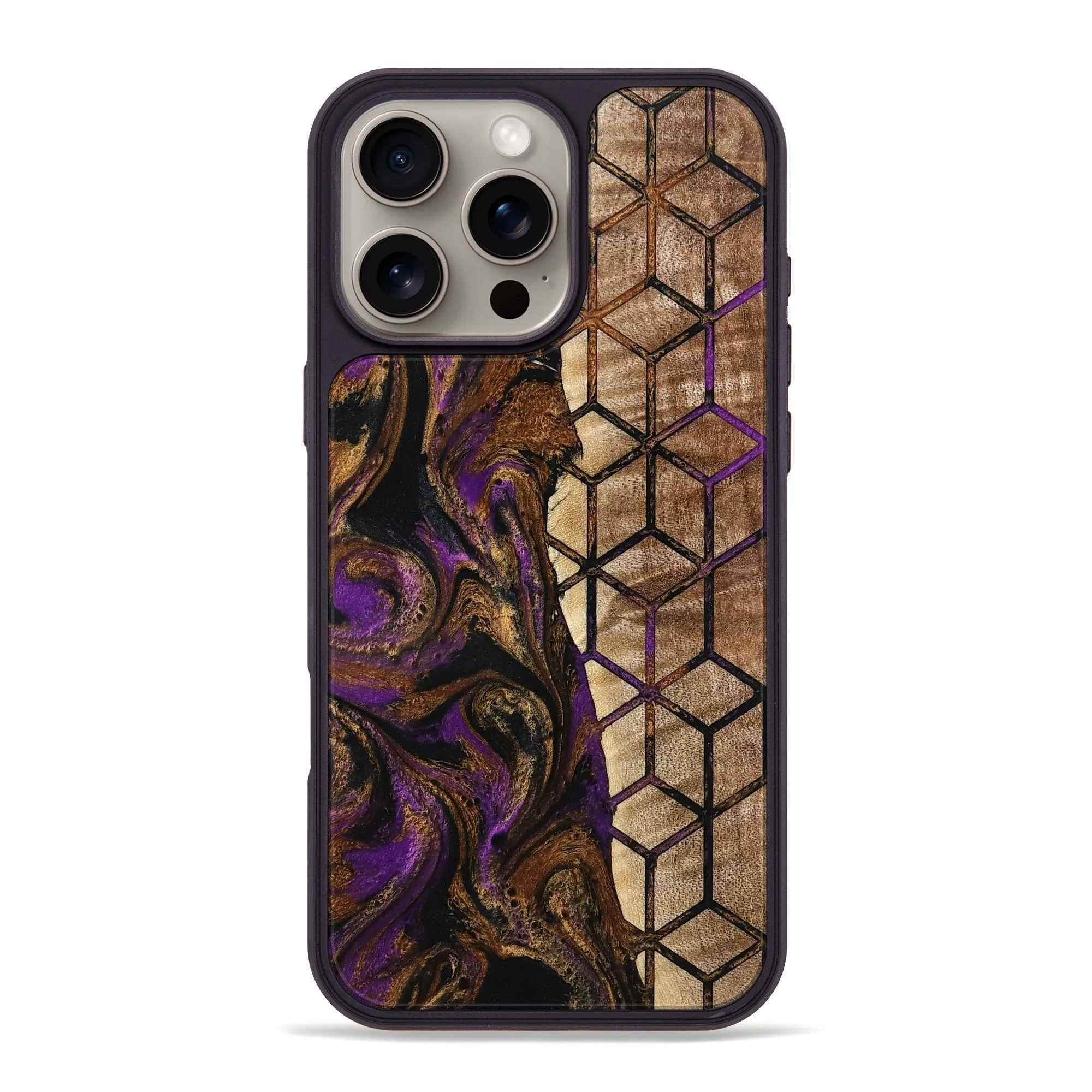 Shatterproof Glass Iphone 16 Pro Max Wood Phone Case - Reed (Pattern, 776723)