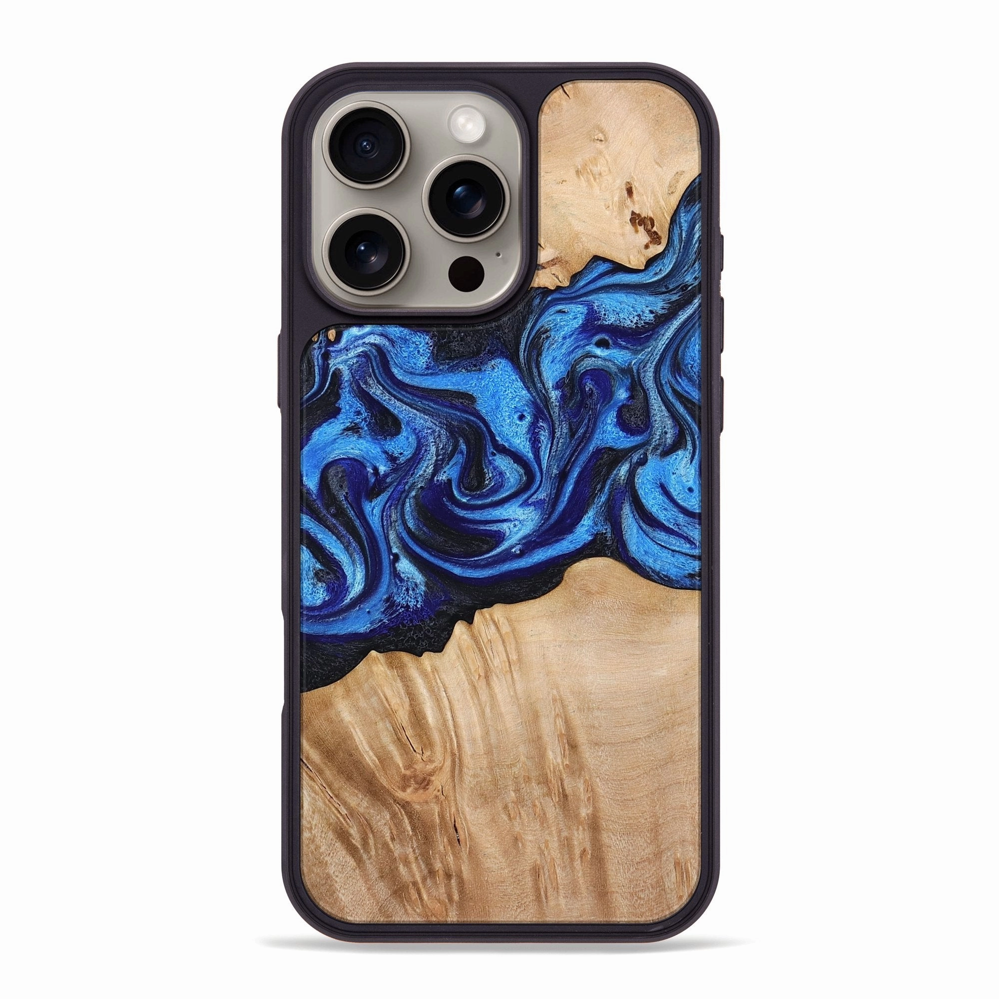 Bubble Free Ultra Clear Iphone 16 Pro Max Wood Phone Case - Stephan (Blue, 773601)