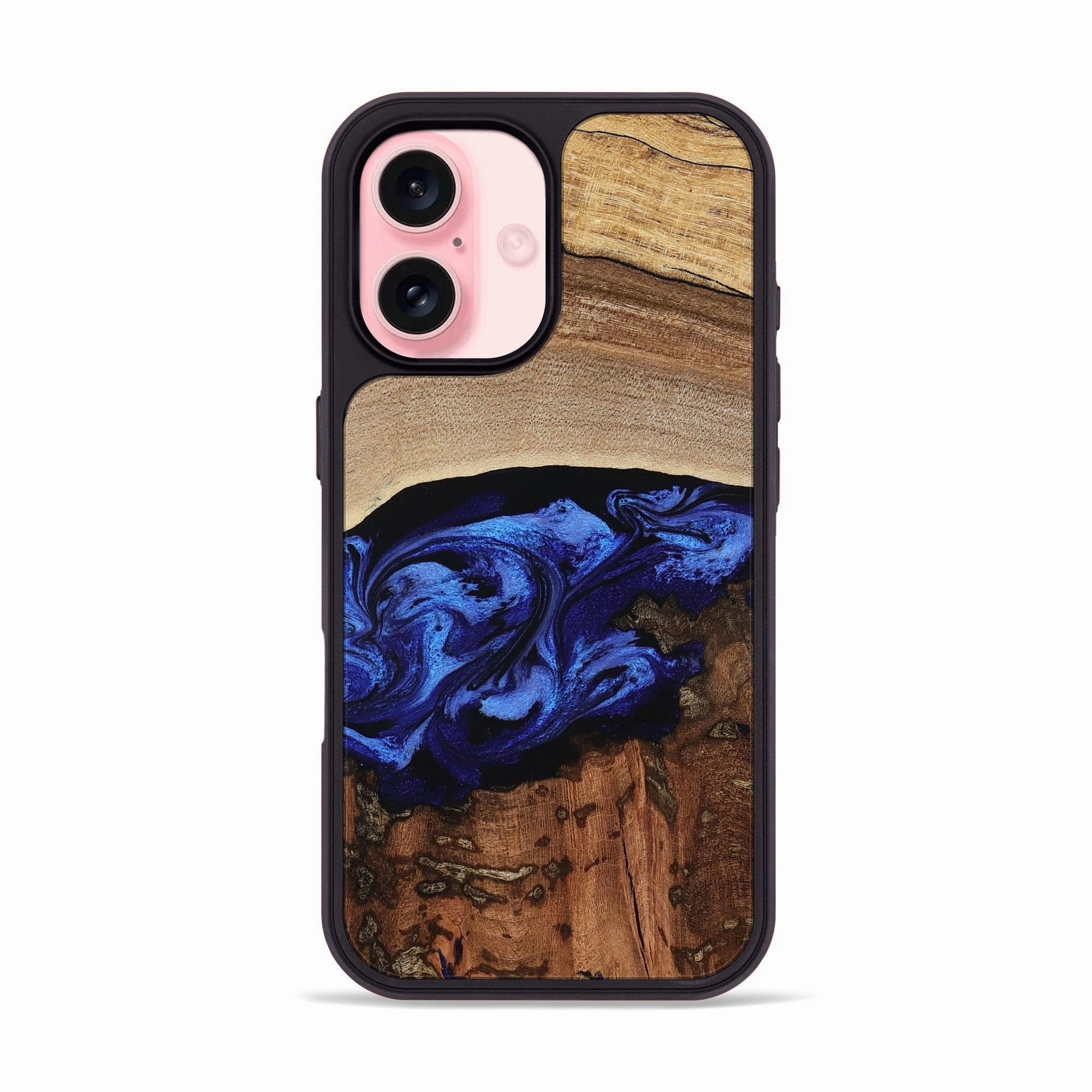 Impact Resistant HD Clarity Iphone 16 Wood Phone Case - Mckayla (Blue, 781777)
