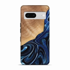 Scratch Resistant Glass Anti Finger Grease Film Pixel 7 Wood Live Edge Phone Case - Amira (Blue, 776902)