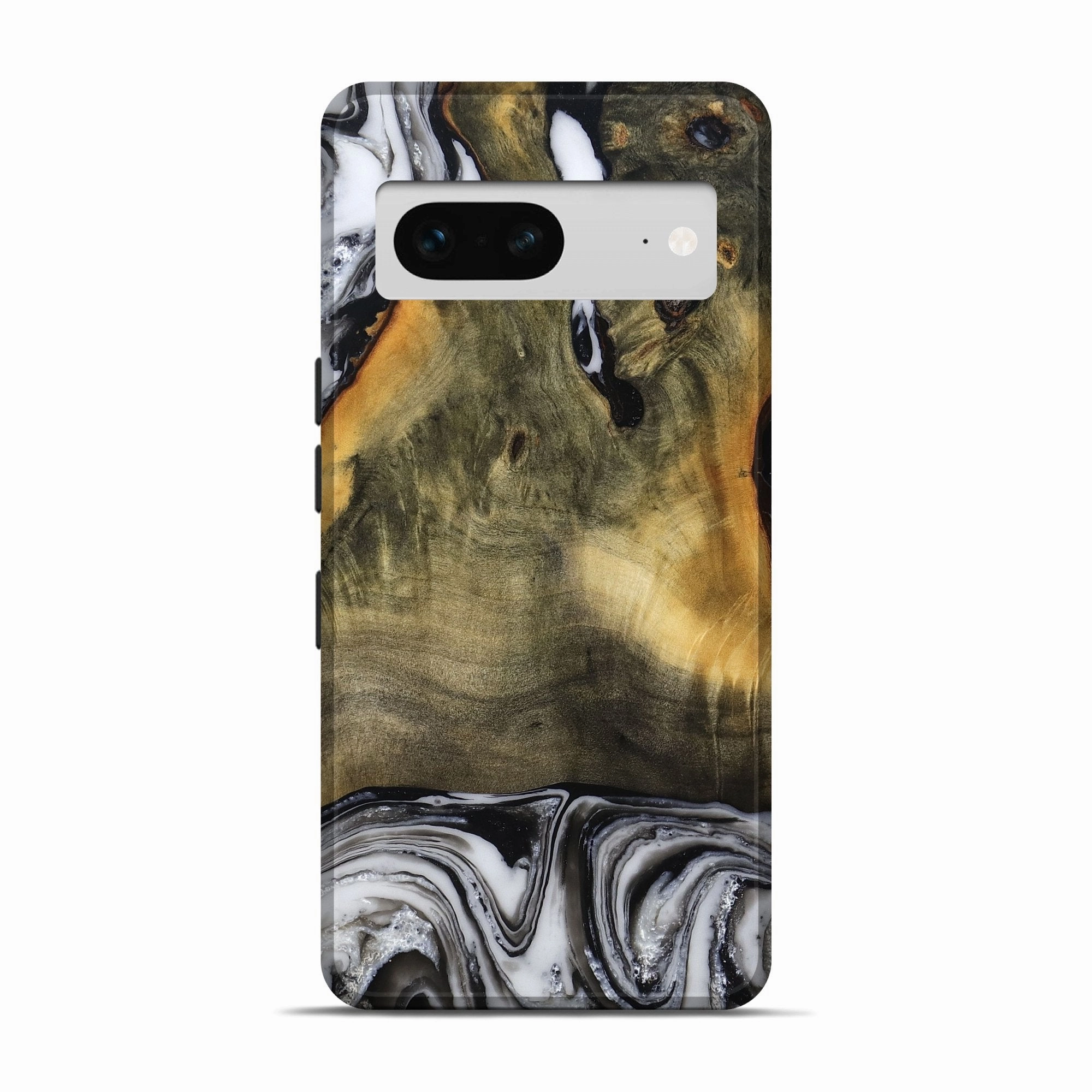 Pixel 7 Wood Live Edge Phone Case - Kyree (Black & White, 779767) Bubble Resistant Film