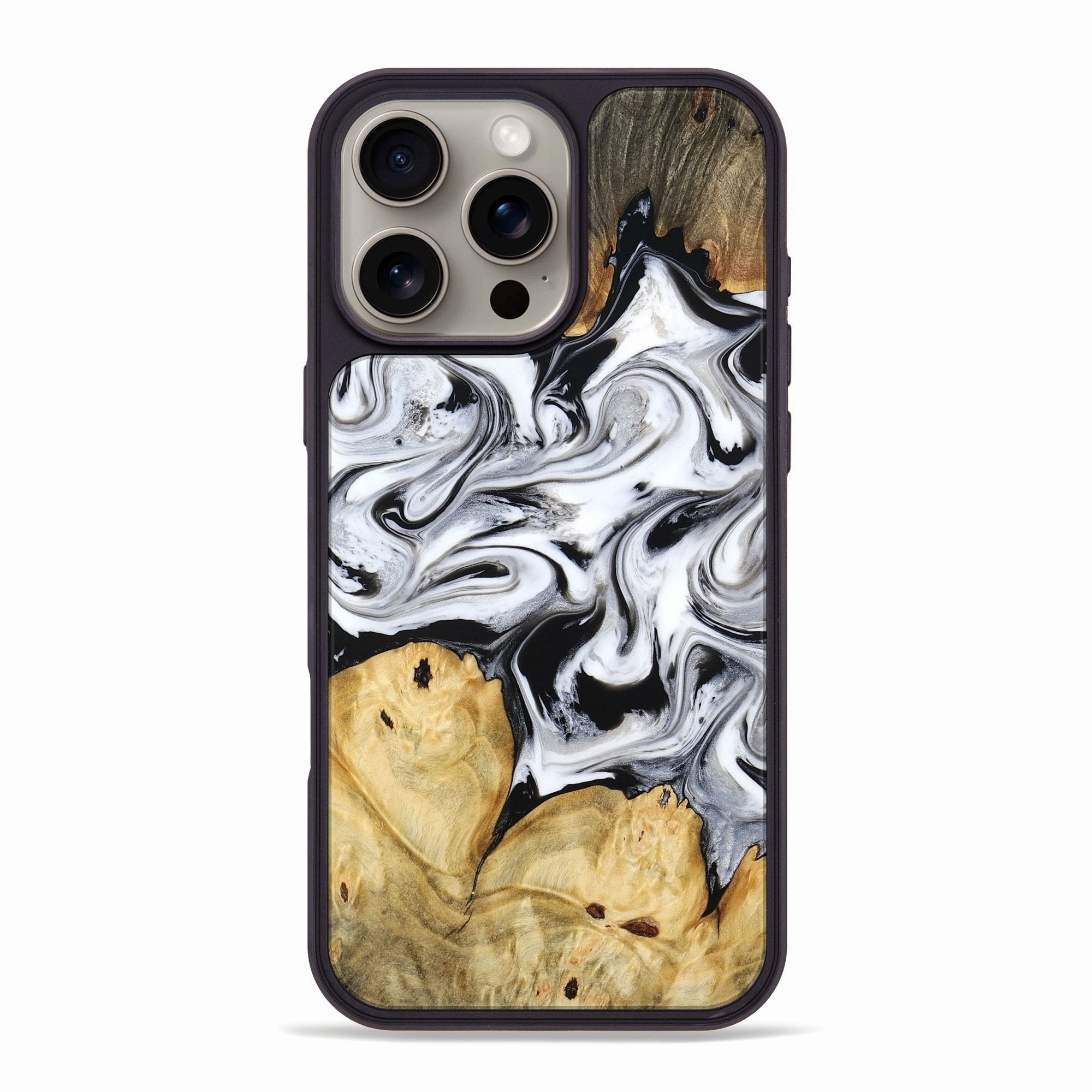 Iphone 16 Pro Max Wood Phone Case - Lashawn (Black & White, 774923) Fingerprint Resistant Screen Anti Finger Streak