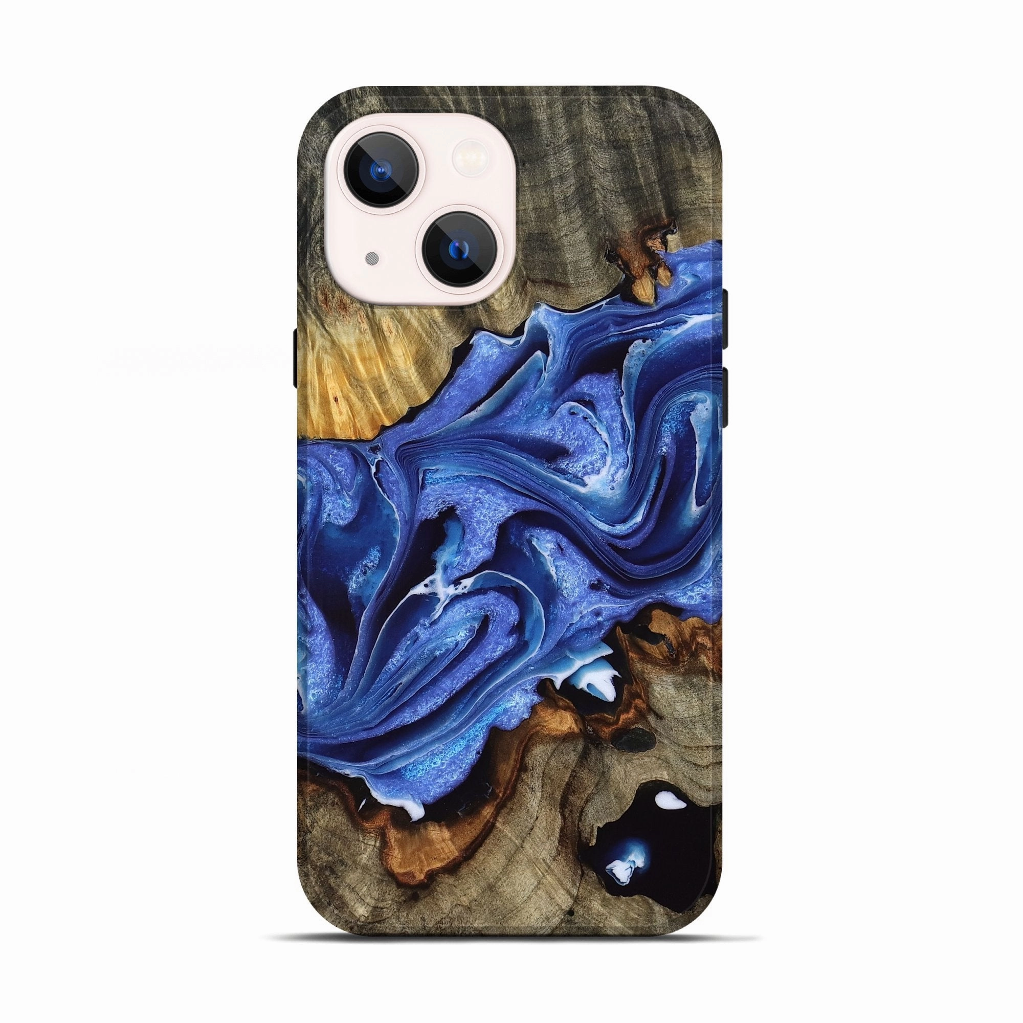 Iphone 13 Wood Live Edge Phone Case - Adam (Blue, 776914) Drop Resistant Fingerprint Shield