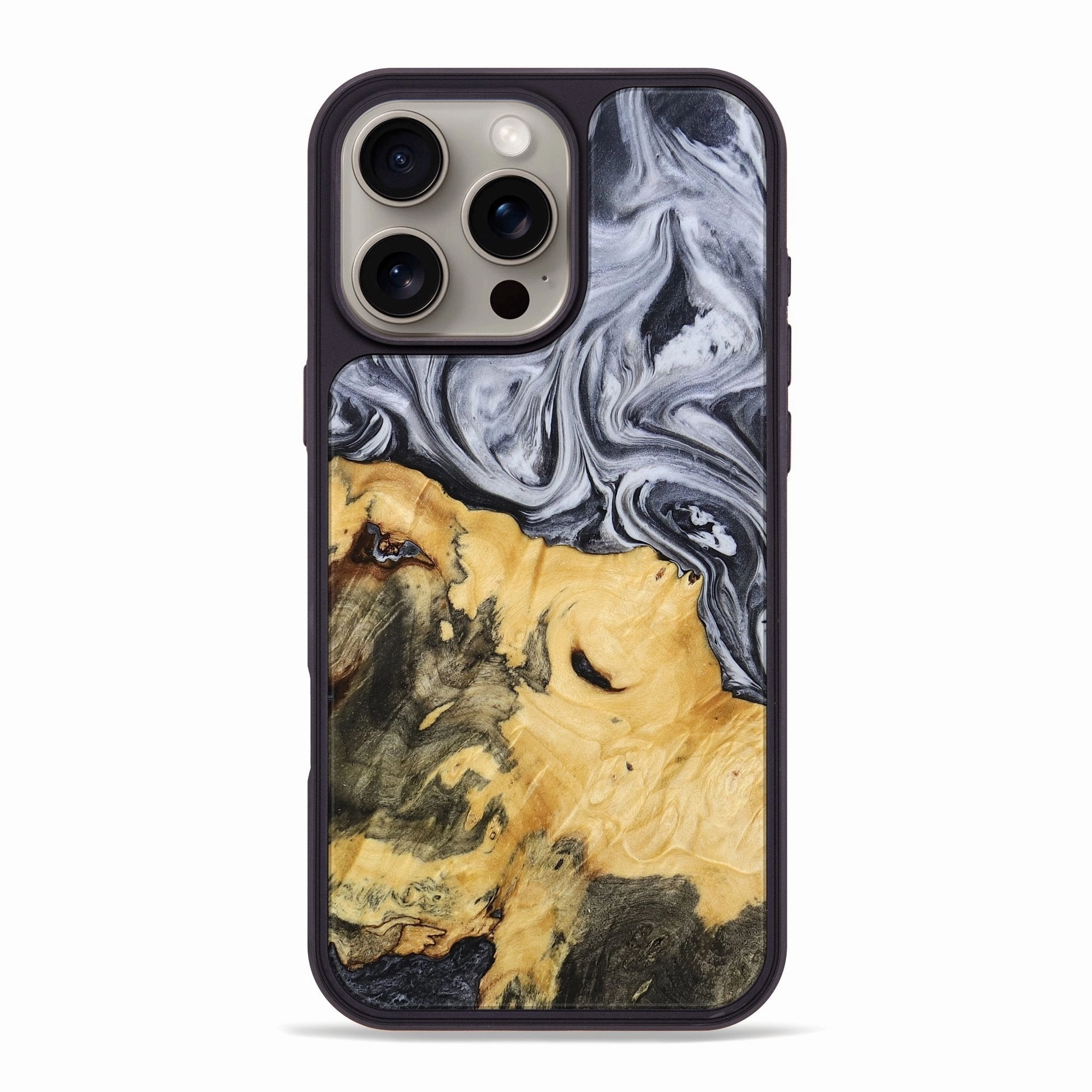 Smooth Touch Film Iphone 16 Pro Max Wood Phone Case - Rosanna (Black & White, 768103)