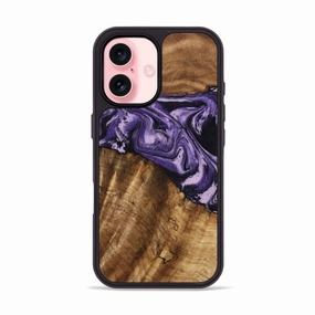 Iphone 16 Wood Phone Case - Marlie (Purple, 775676) Anti Yellowing Screen HD Screen Protector