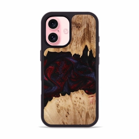 Iphone 16 Wood Phone Case - Efrain (Red, 773334) Anti Finger Smear Smooth Touch Film