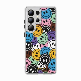 Crystal Clear Screen Defense Galaxy S25 Ultra Halo Magsafe Cute Phone Case - Rainbow Smiles