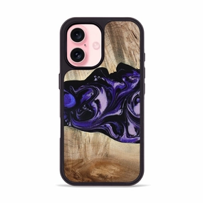 Scratch Resistant Glass Iphone 16 Wood Phone Case - Bradyn (Purple, 780153)