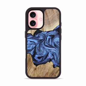 Iphone 16 Wood Phone Case - Adrien (Blue, 780066) Scratch Protection Anti Static Film