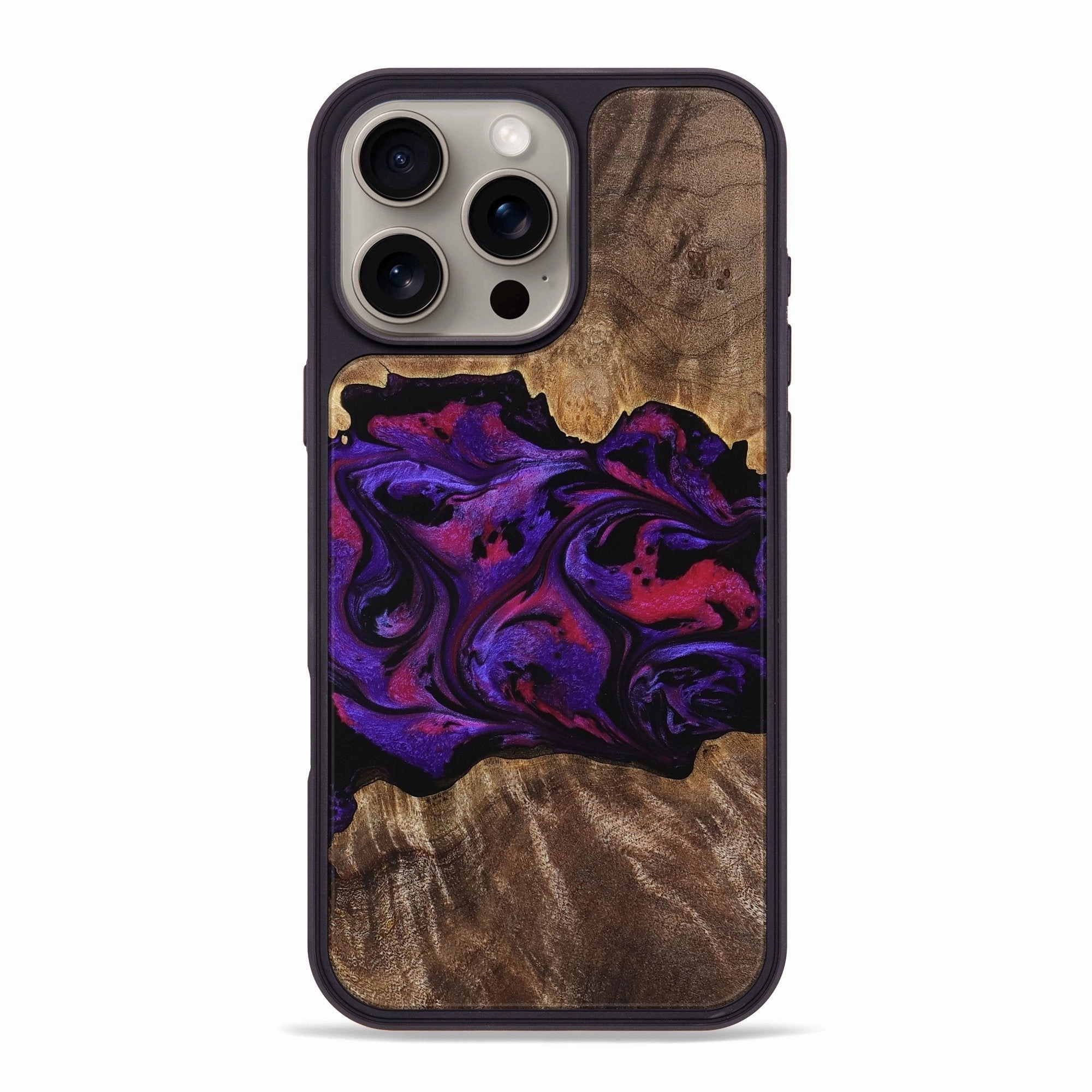 Iphone 16 Pro Max Wood Phone Case - Altha (Purple, 771501) Screen Defense