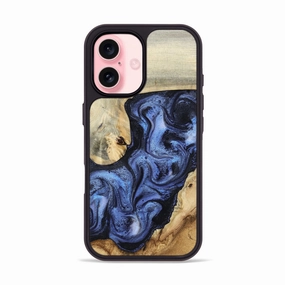 Anti Spy Film Iphone 16 Wood Phone Case - Ethelyn (Blue, 781577)