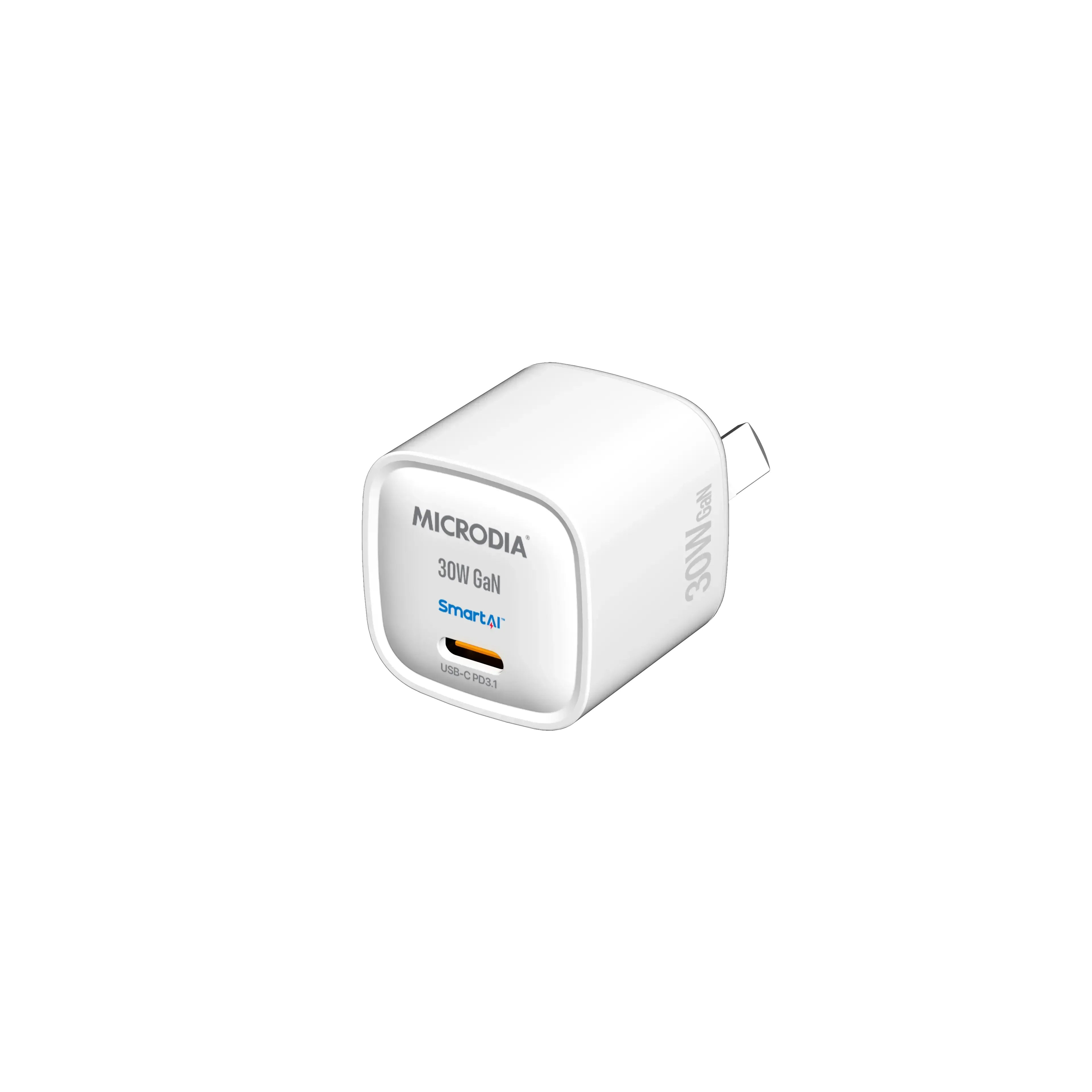Microdia Smartcube Nano 30W, Gan Wall Charger, Usb-C Pd3.1 Fast Data Transfer Smart Power Adapter