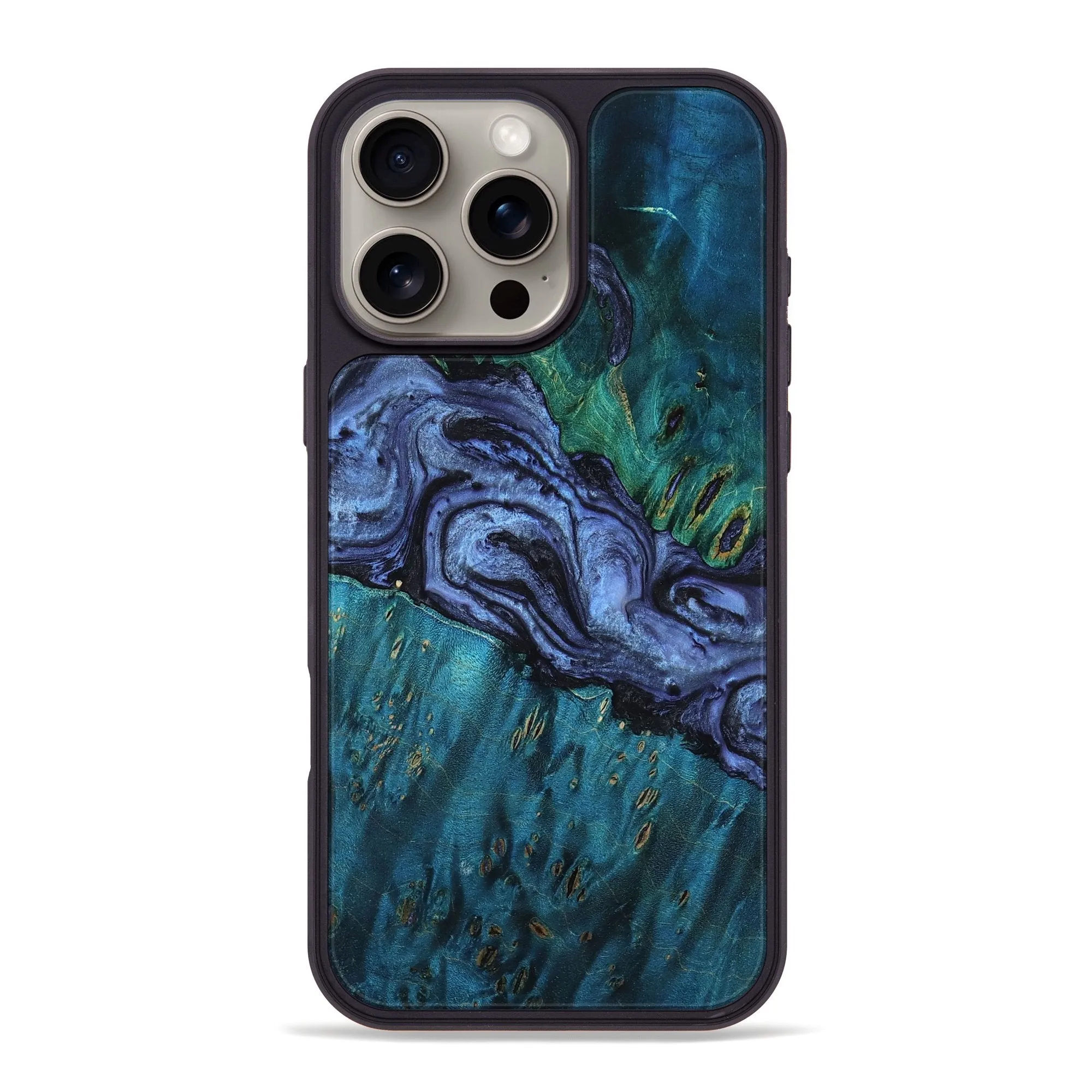 Iphone 16 Pro Max Wood Phone Case - Laraine (Blue, 781778) Water Resistant