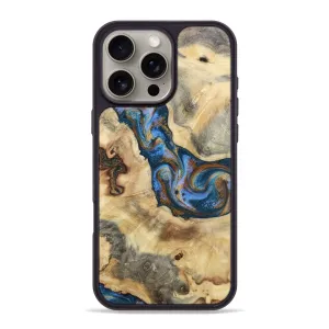 Iphone 16 Pro Max Wood Phone Case - Contina (Teal & Gold, 780985) Anti Finger Smear