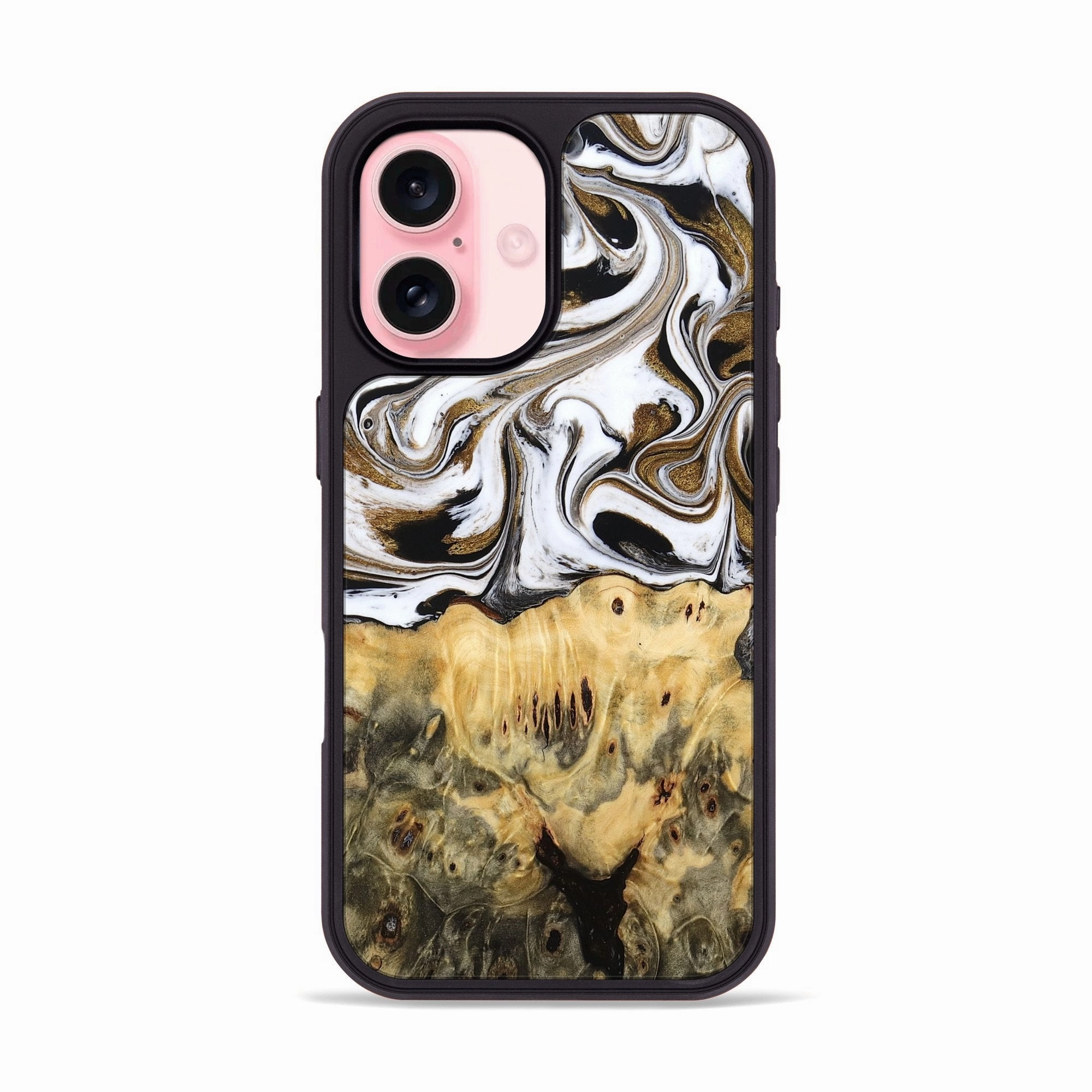 Scratch Resistant Coating Anti Glare Iphone 16 Wood Phone Case - Squire (Black & White, 775643)