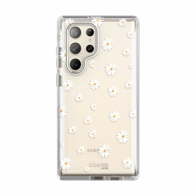 Edge Guard HD Clarity Galaxy S23 Ultra Cosmo Case -White Daisy