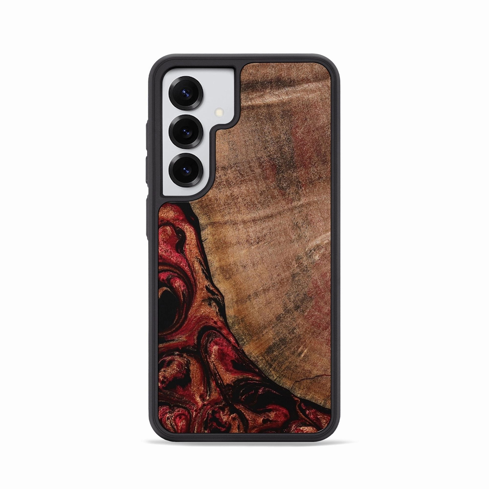 Galaxy S25 Wood Phone Case - Demi (Red, 768898) Scratch Resistant Glass Ultra Clear