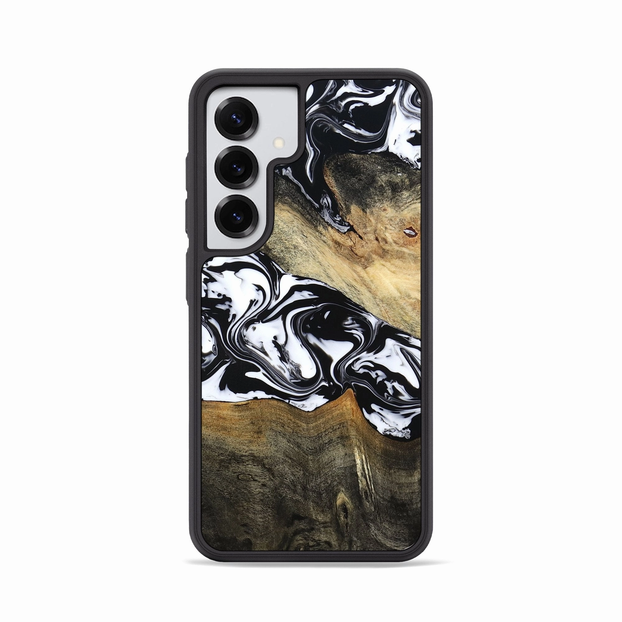 Galaxy S25 Wood Phone Case - Kenyon (Black & White, 781630) Bubble Free Screen Anti Finger Oil Coating