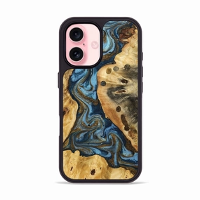 Iphone 16 Wood Phone Case - Latanya (Teal & Gold, 775494) Anti Shock Screen Anti Finger Oil Coating