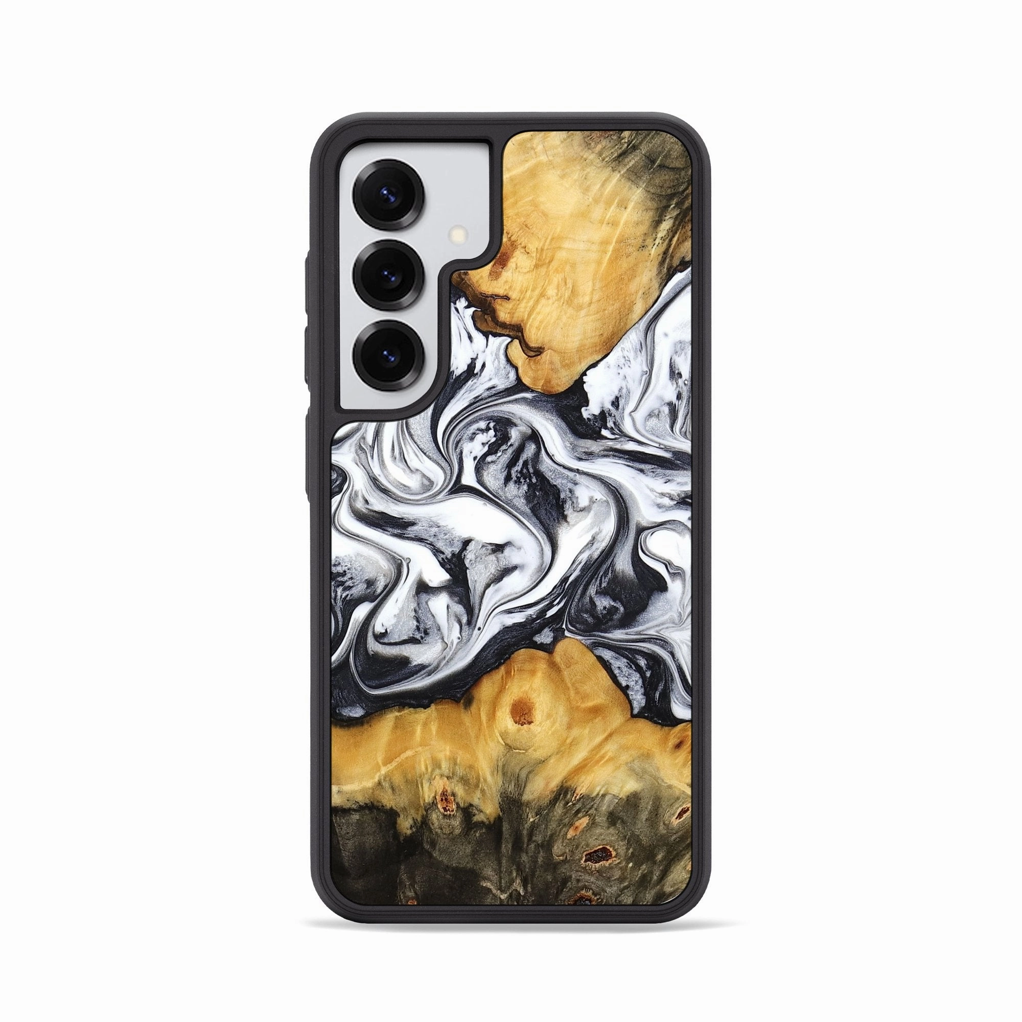 Galaxy S25 Wood Phone Case - Deonte (Black & White, 777906) Anti Glare Film Self Healing